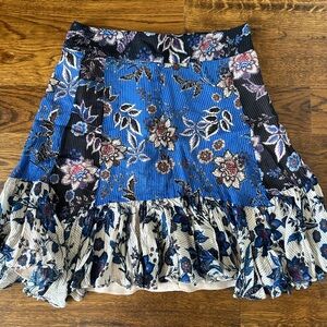 Zara Blue and White Asymmetrical mini skirt